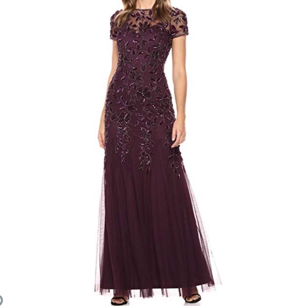 Adrianna Papell Black One Shoulder Gown for Weddings